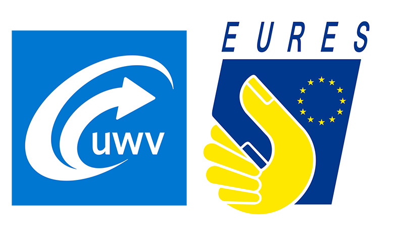 Two logo's next to each other: left UWV logo, right the EURES logo